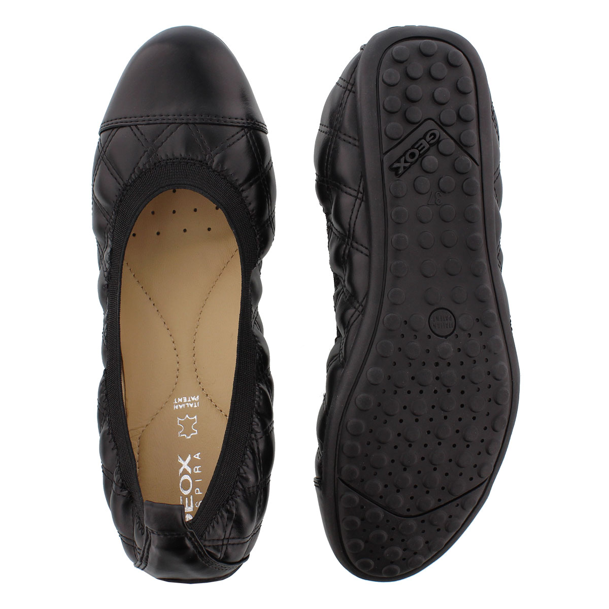 Lds Piuma blk quilted ballerina flat