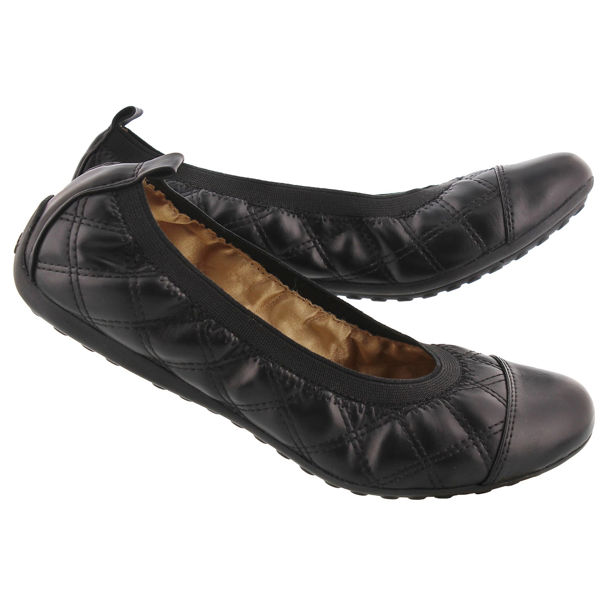 Lds Piuma blk quilted ballerina flat