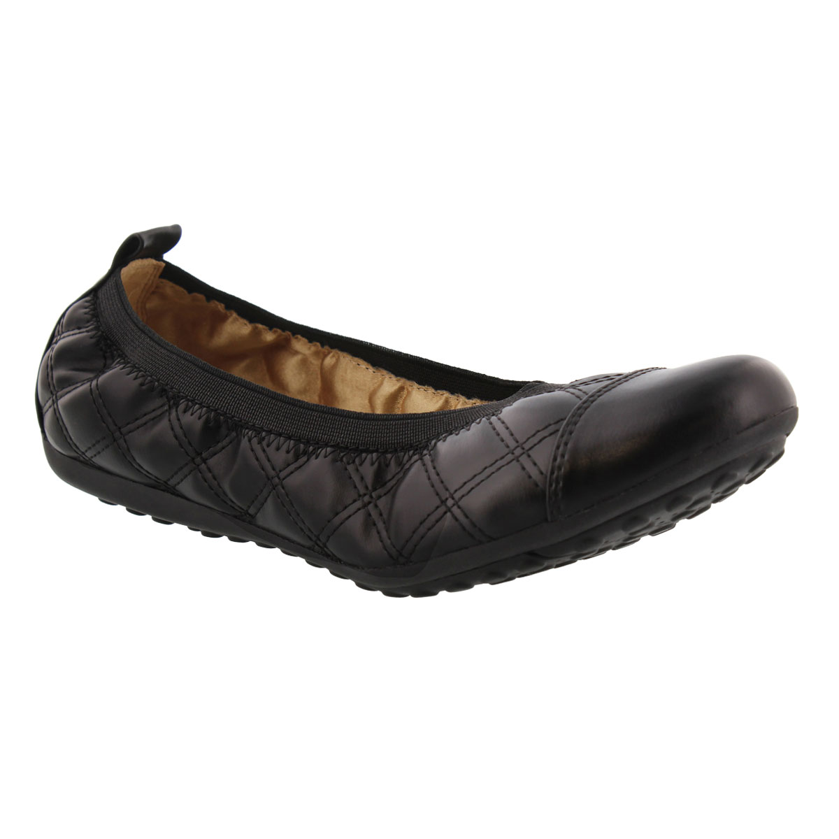 Lds Piuma blk quilted ballerina flat