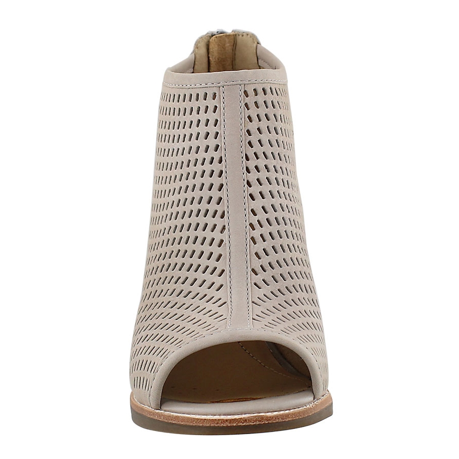 Lds New Callie grey perf peep toe heel