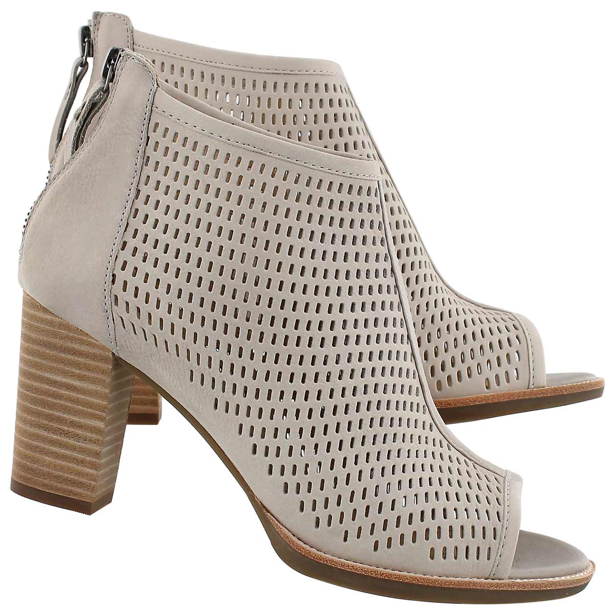 Lds New Callie grey perf peep toe heel
