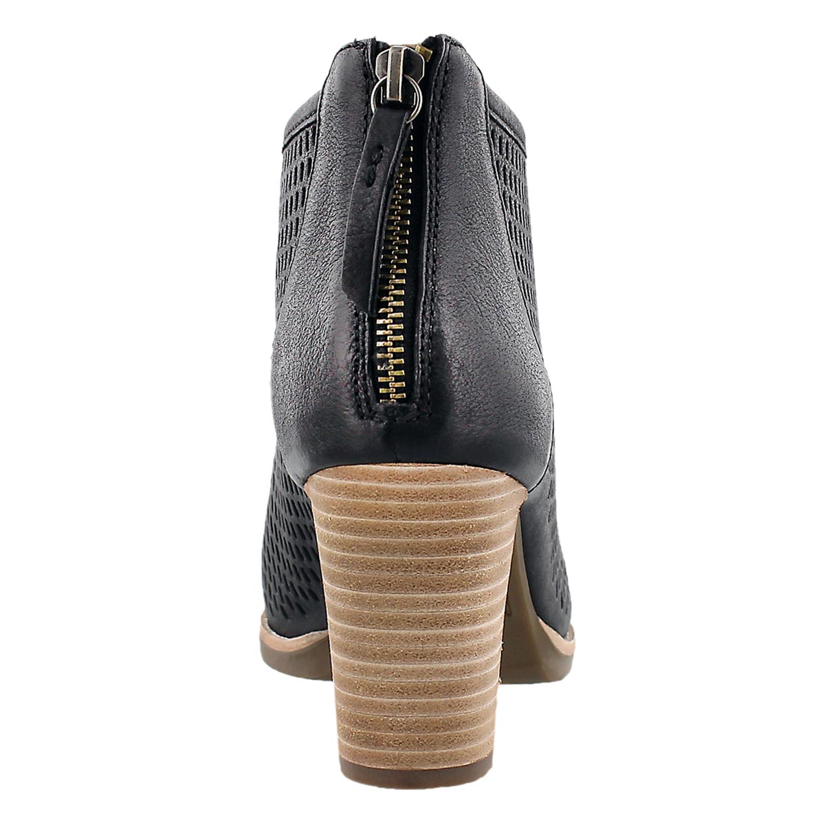 Lds New Callie black perf peep toe heel