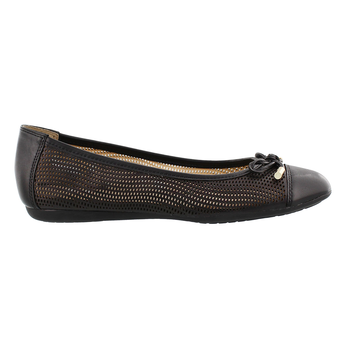 Lds Lola black leather ballerina flat