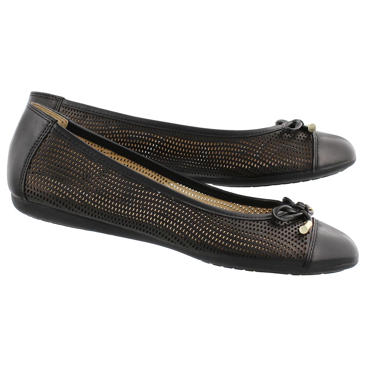 Lds Lola black leather ballerina flat
