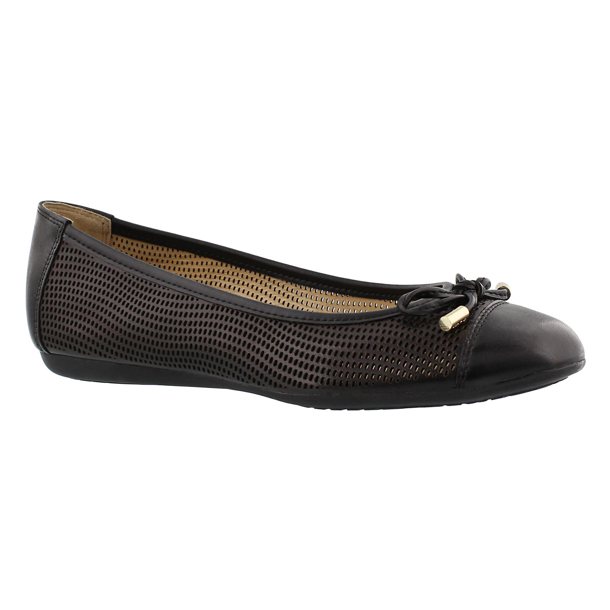 Lds Lola black leather ballerina flat