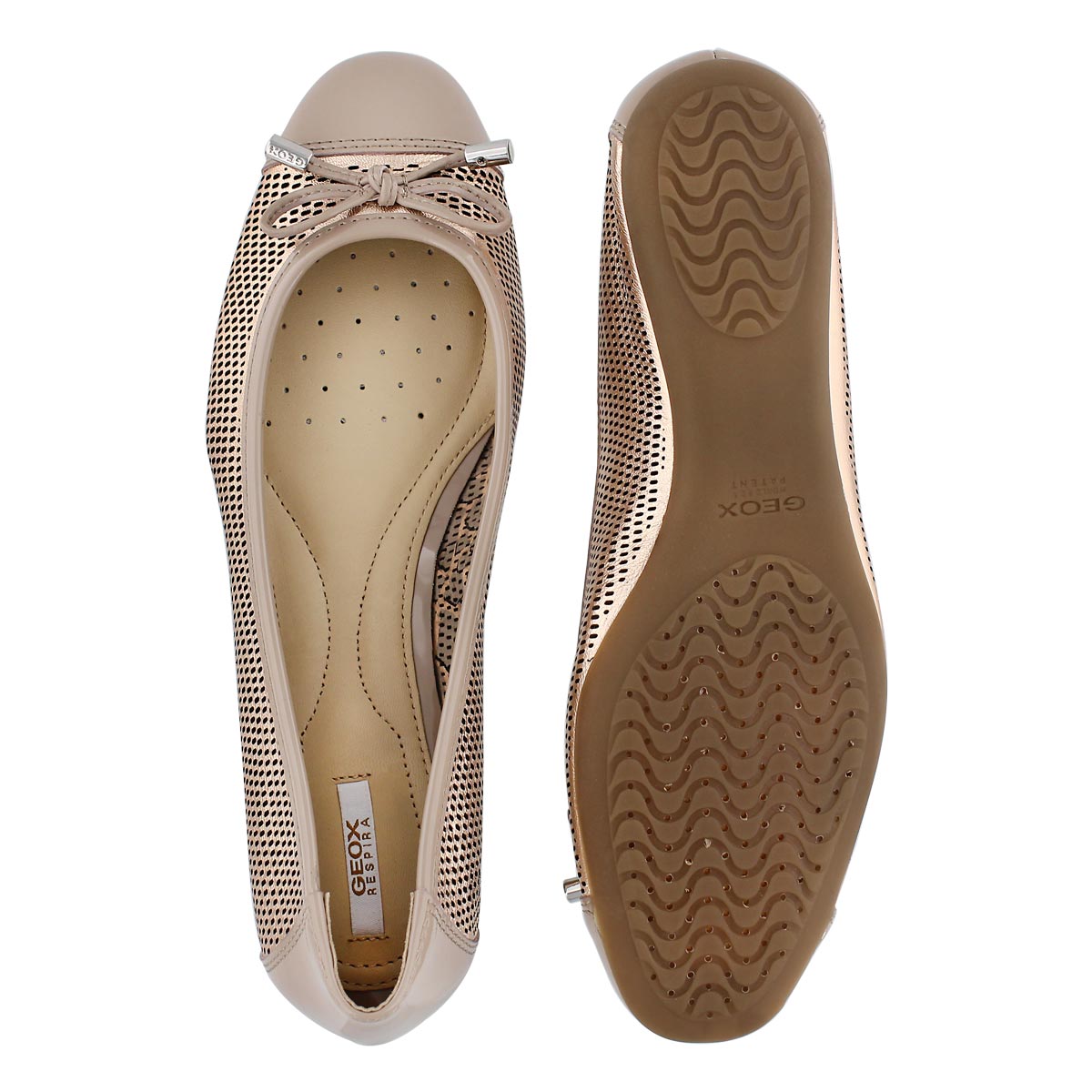 Lds Lola rose gld leather ballerina flat