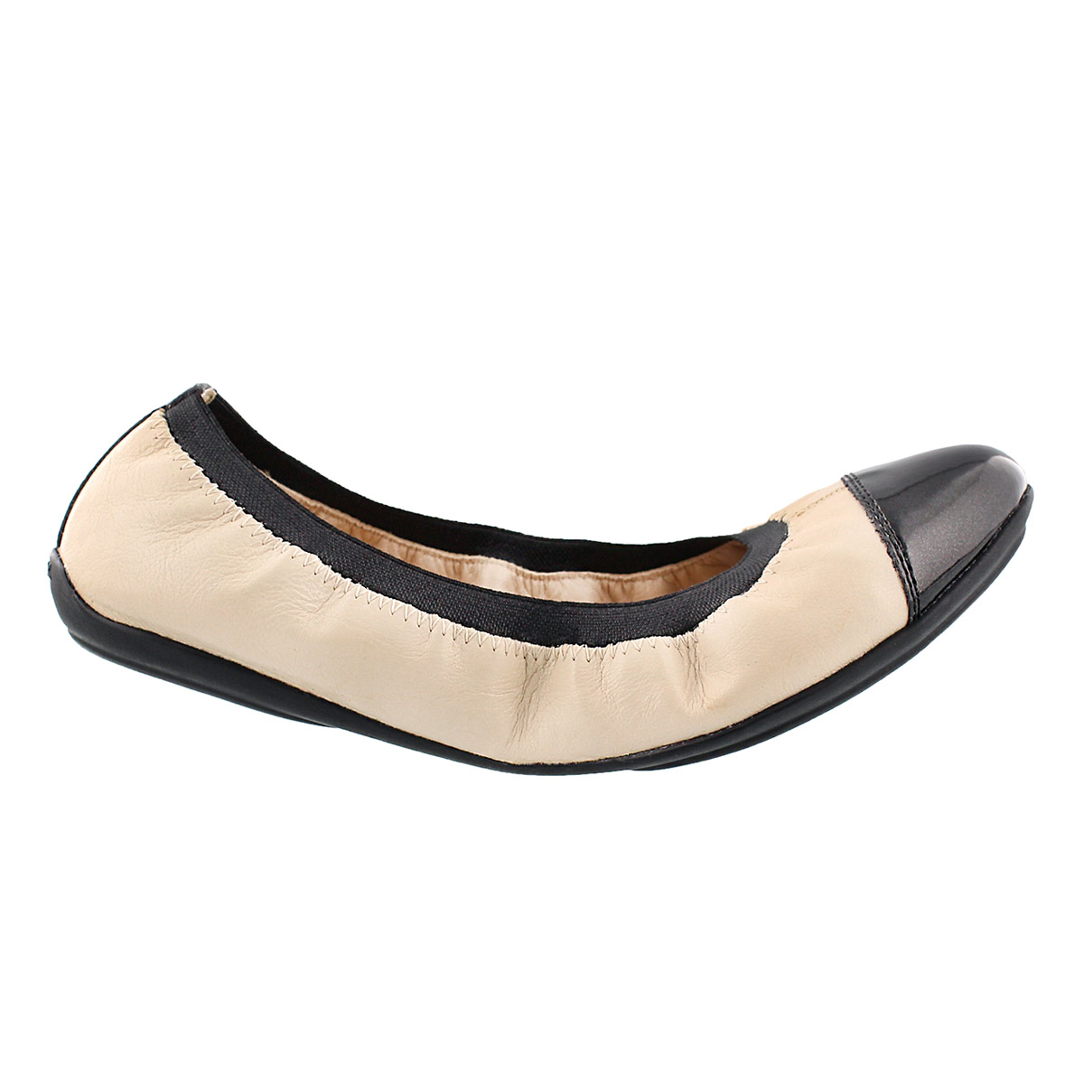 Lds Charlene skin/blk dress flat