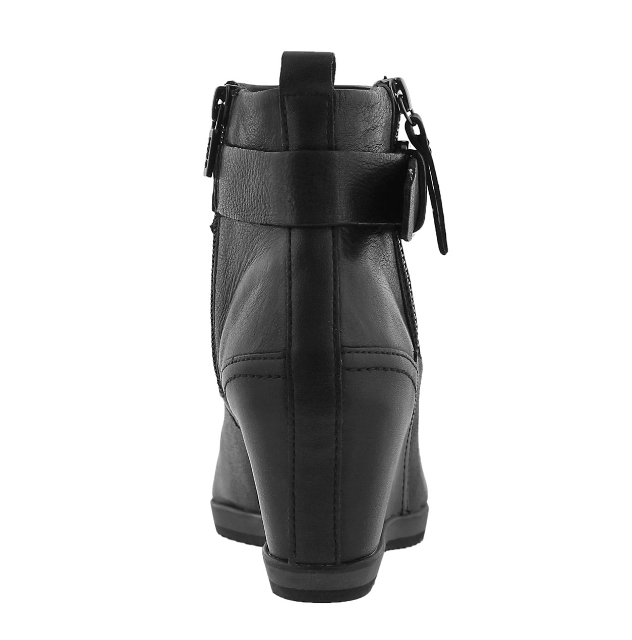Lds Illusion black low dress wedge boot