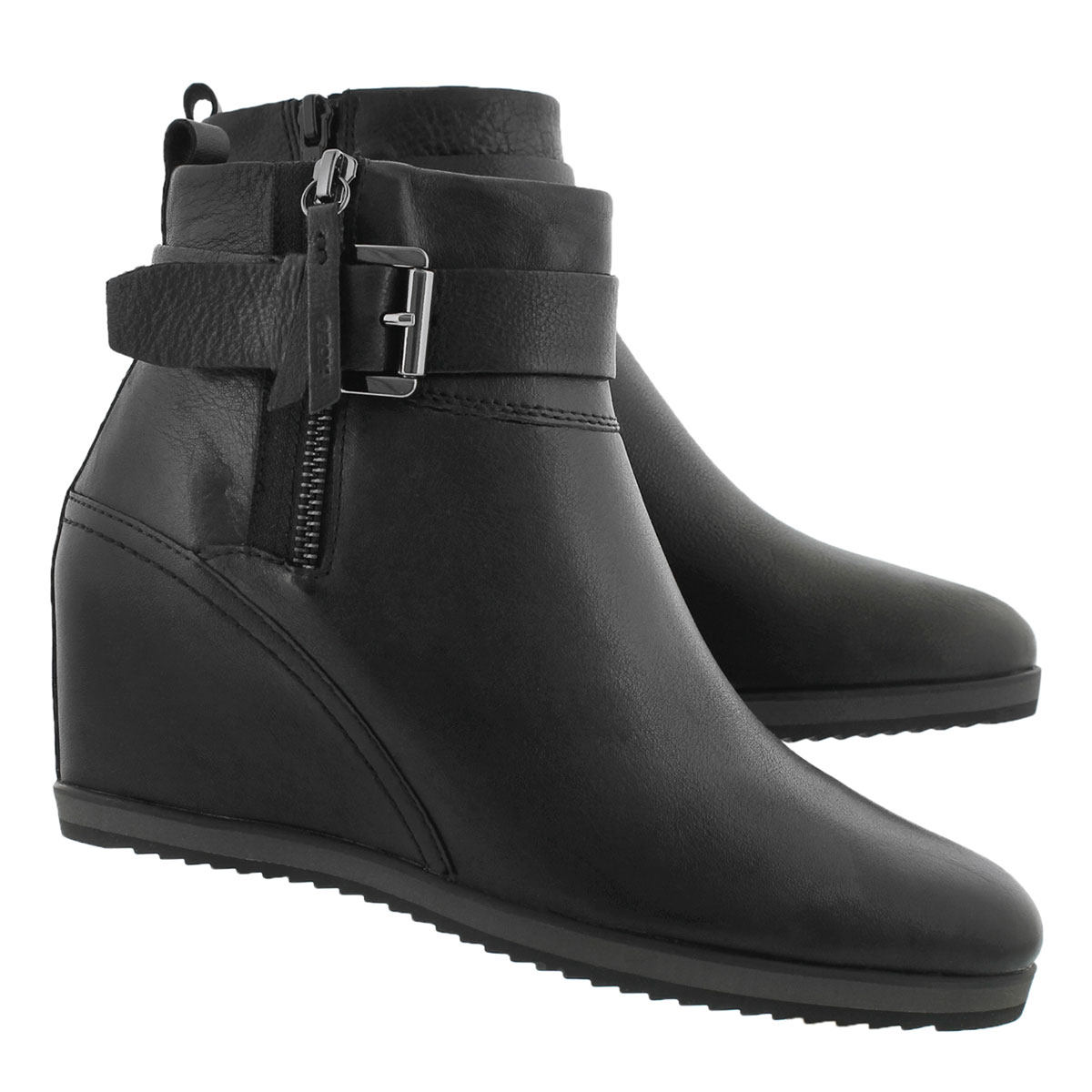 Lds Illusion black low dress wedge boot