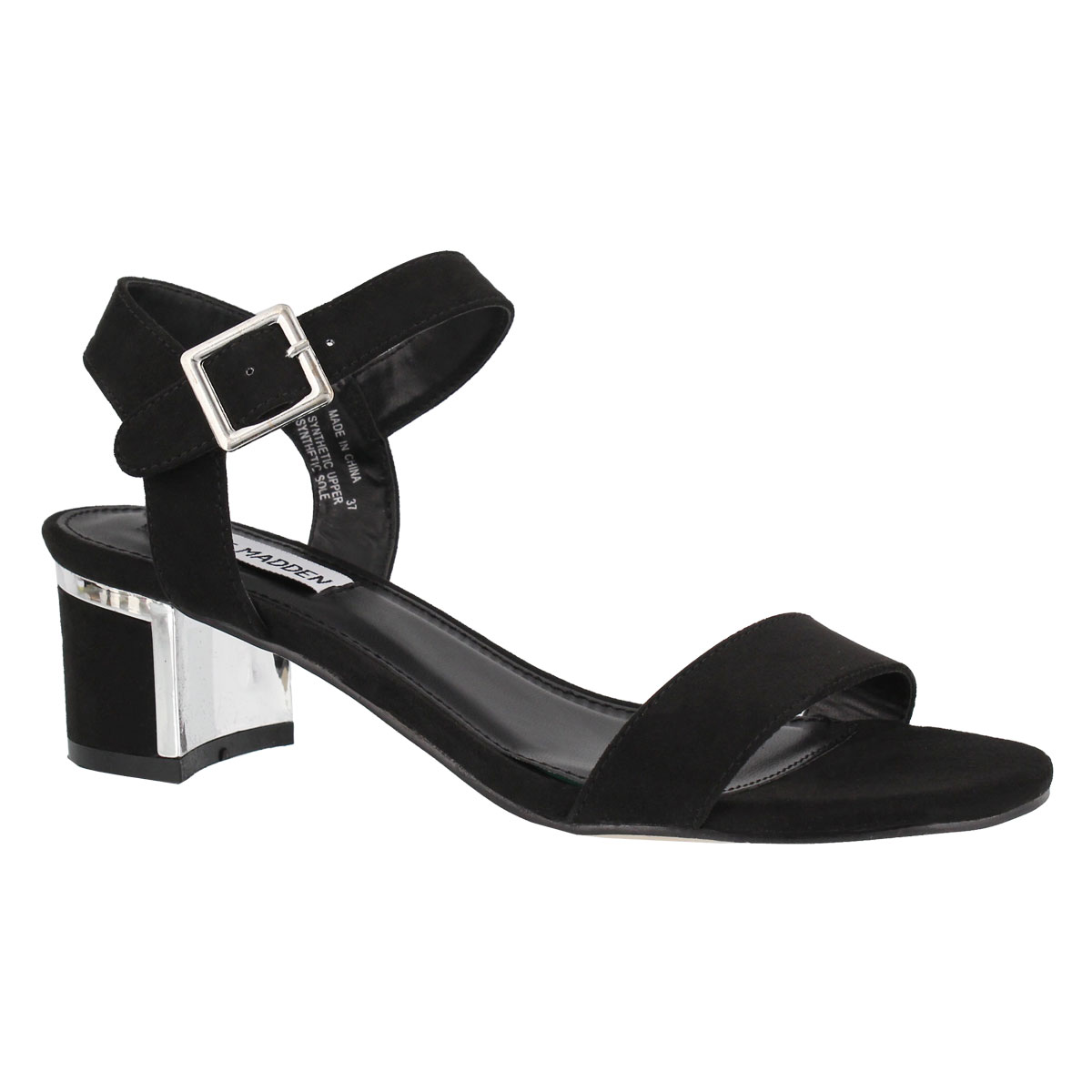 Lds Dainty black ankle strap dress sndl
