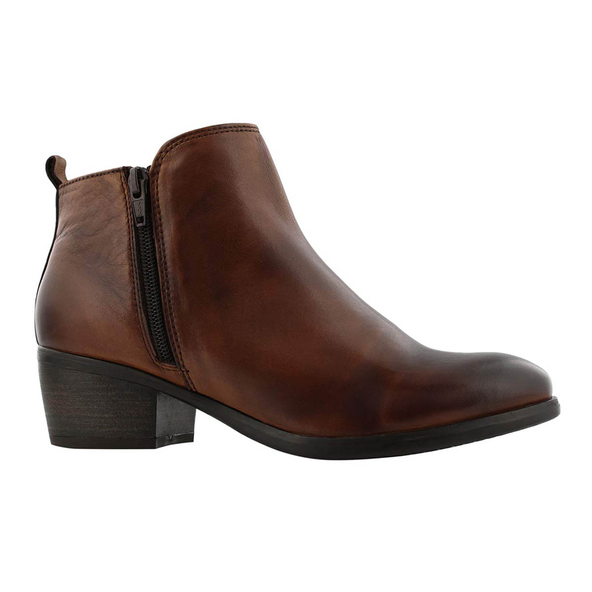 Lds Davina cognac double side zip bootie