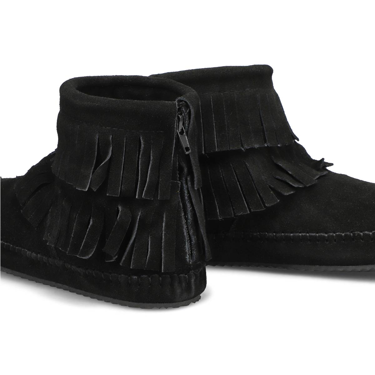Lds DebraII Hi black suede back zip moc