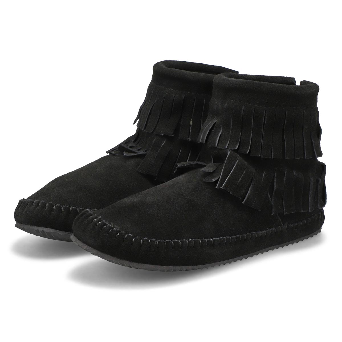 Lds DebraII Hi black suede back zip moc