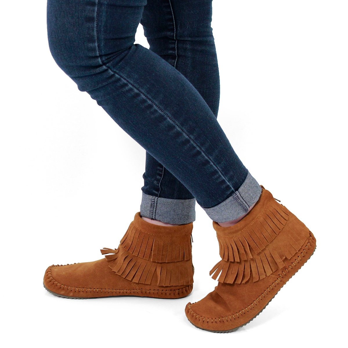 Lds DebraII Hi copper suede back zip moc