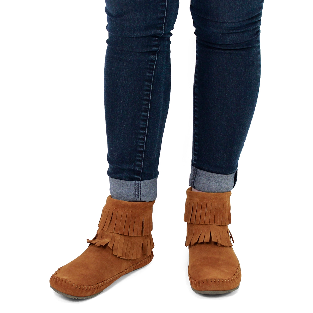 Lds DebraII Hi copper suede back zip moc