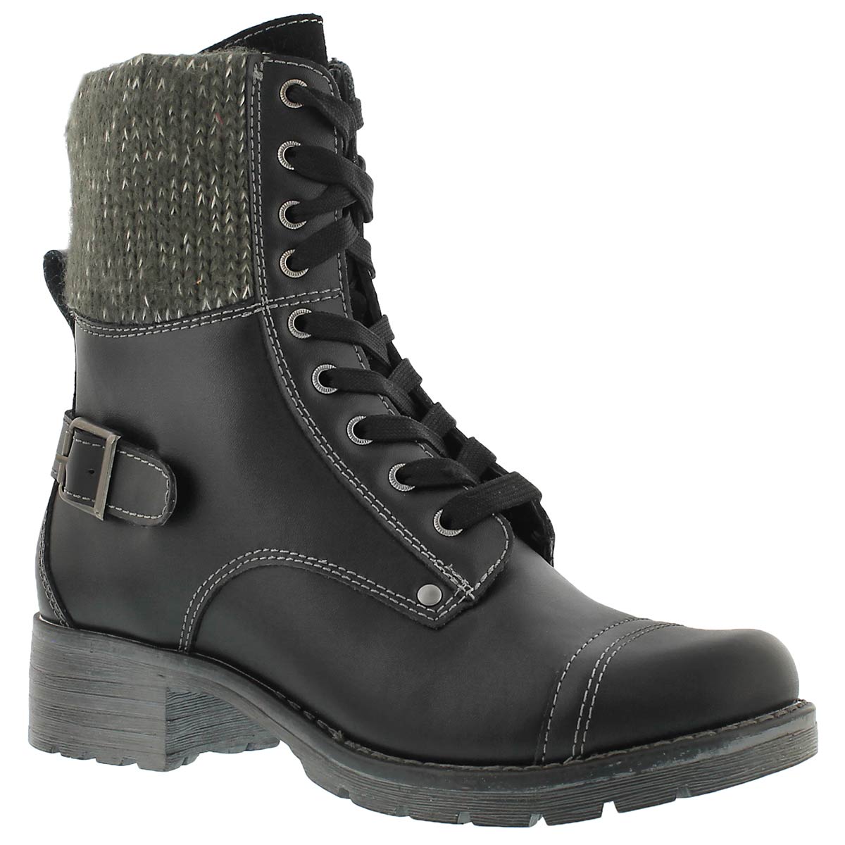 Women's DEEDEE black knit top combat boots
