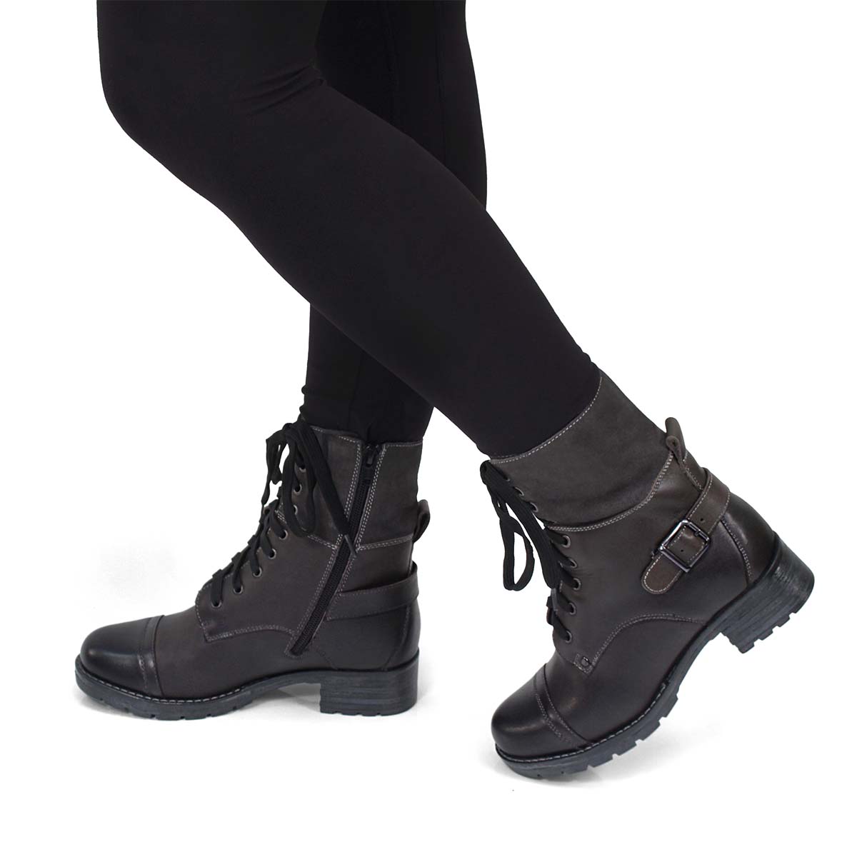 womens gray combat boots