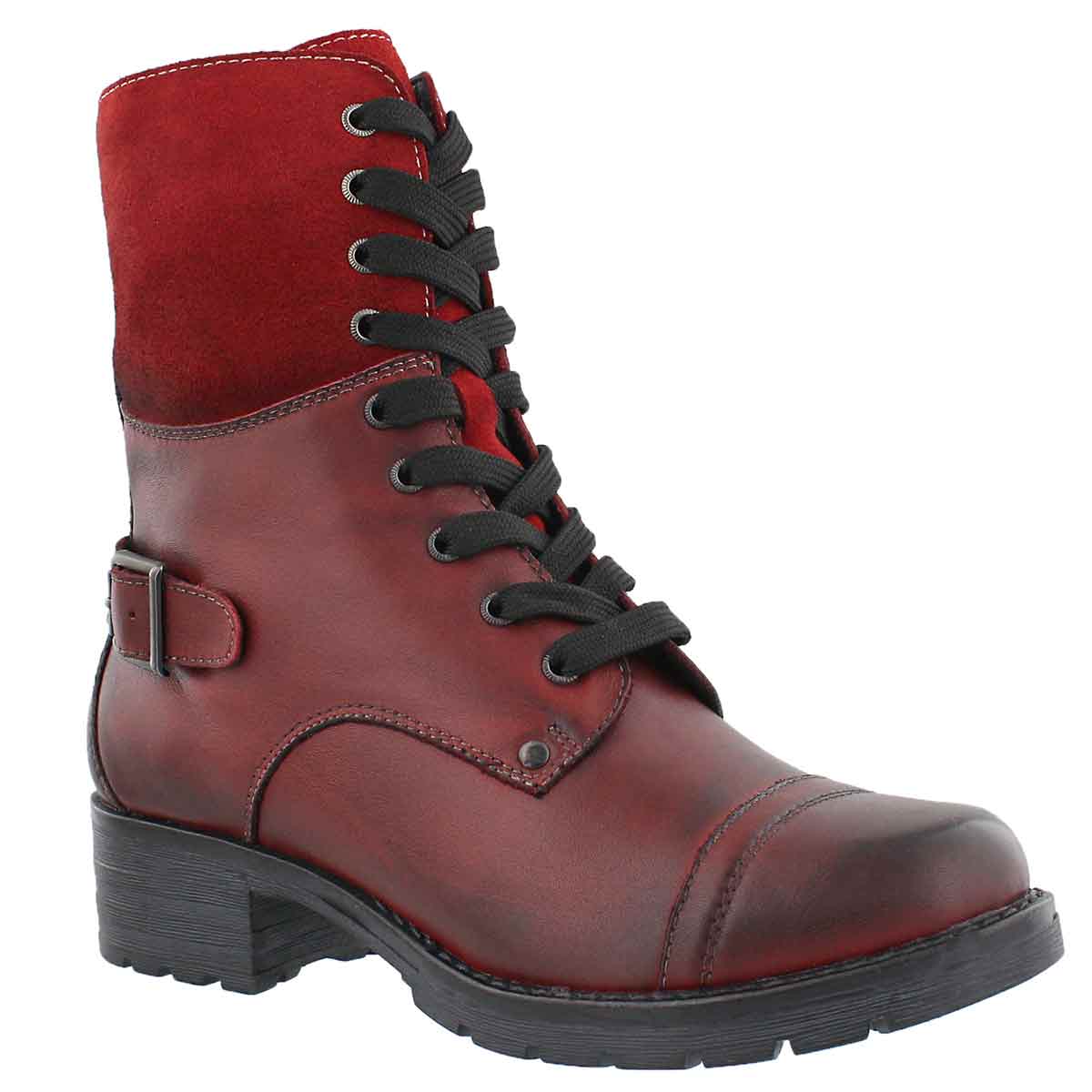 red combat boots