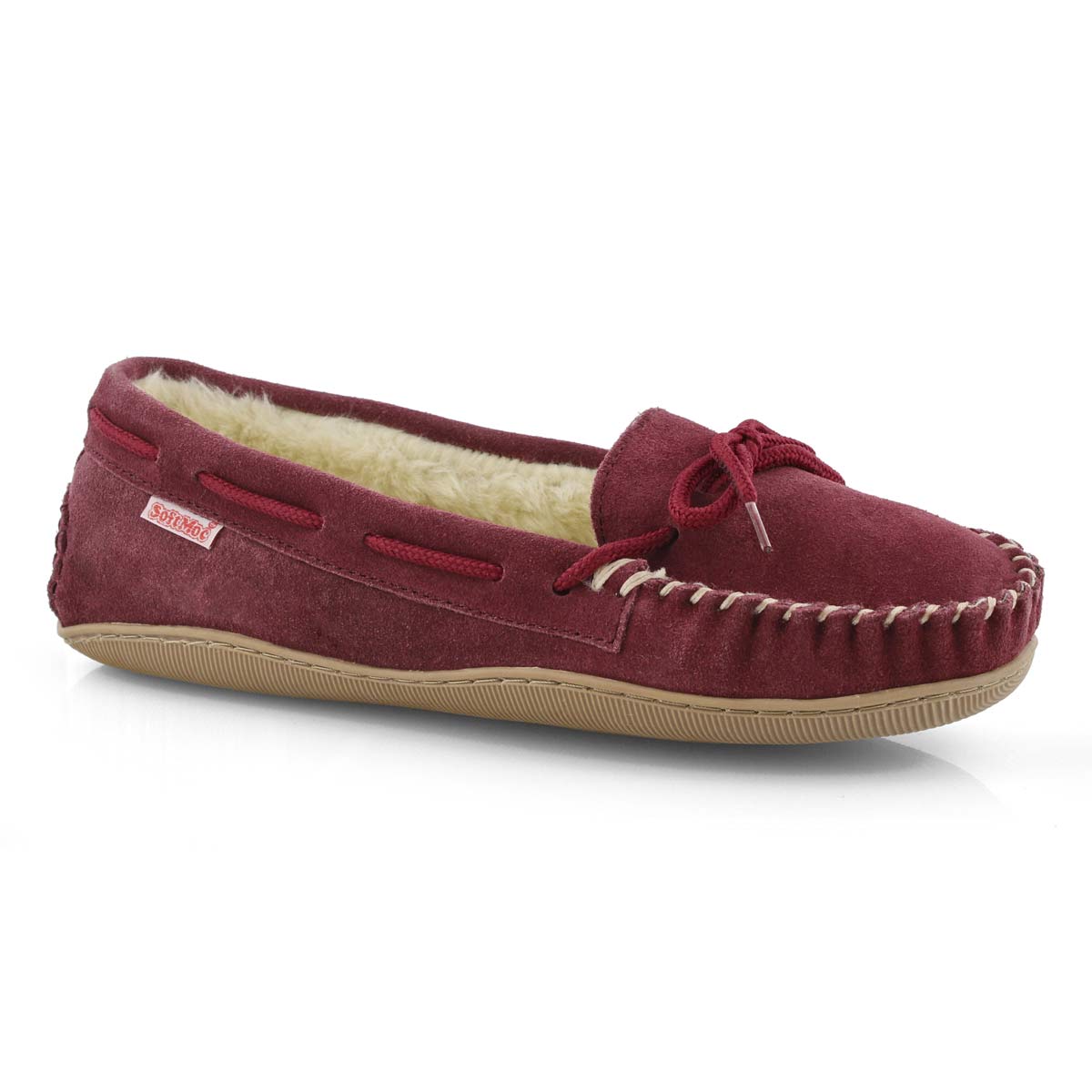 Women's DELPHI burgundy suede ballerina moccasins