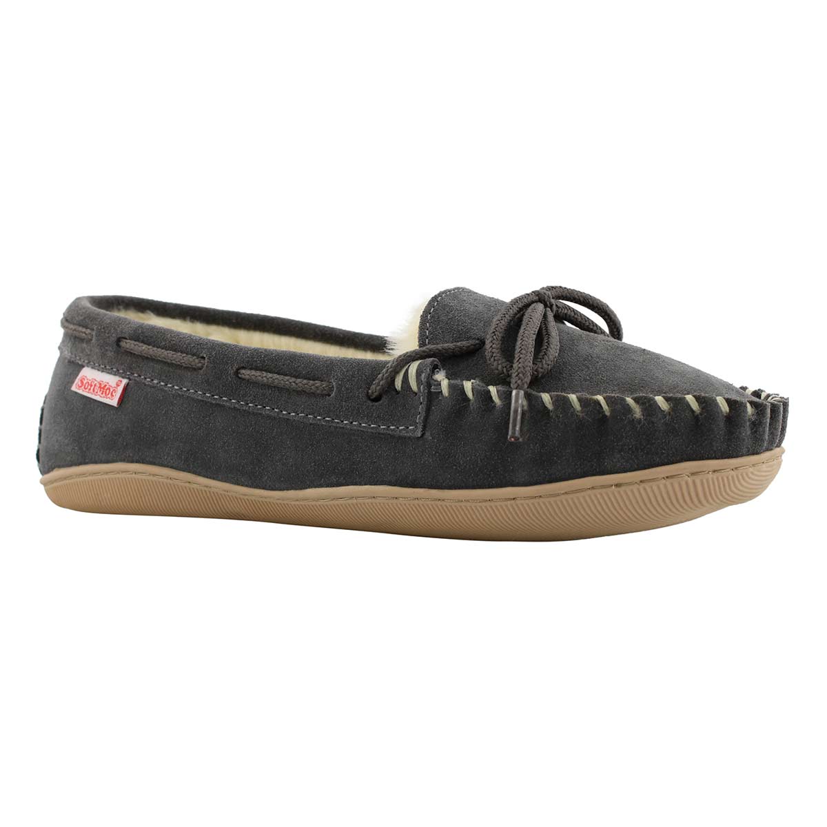 Lds Delphi charcoal suede ballerina moc