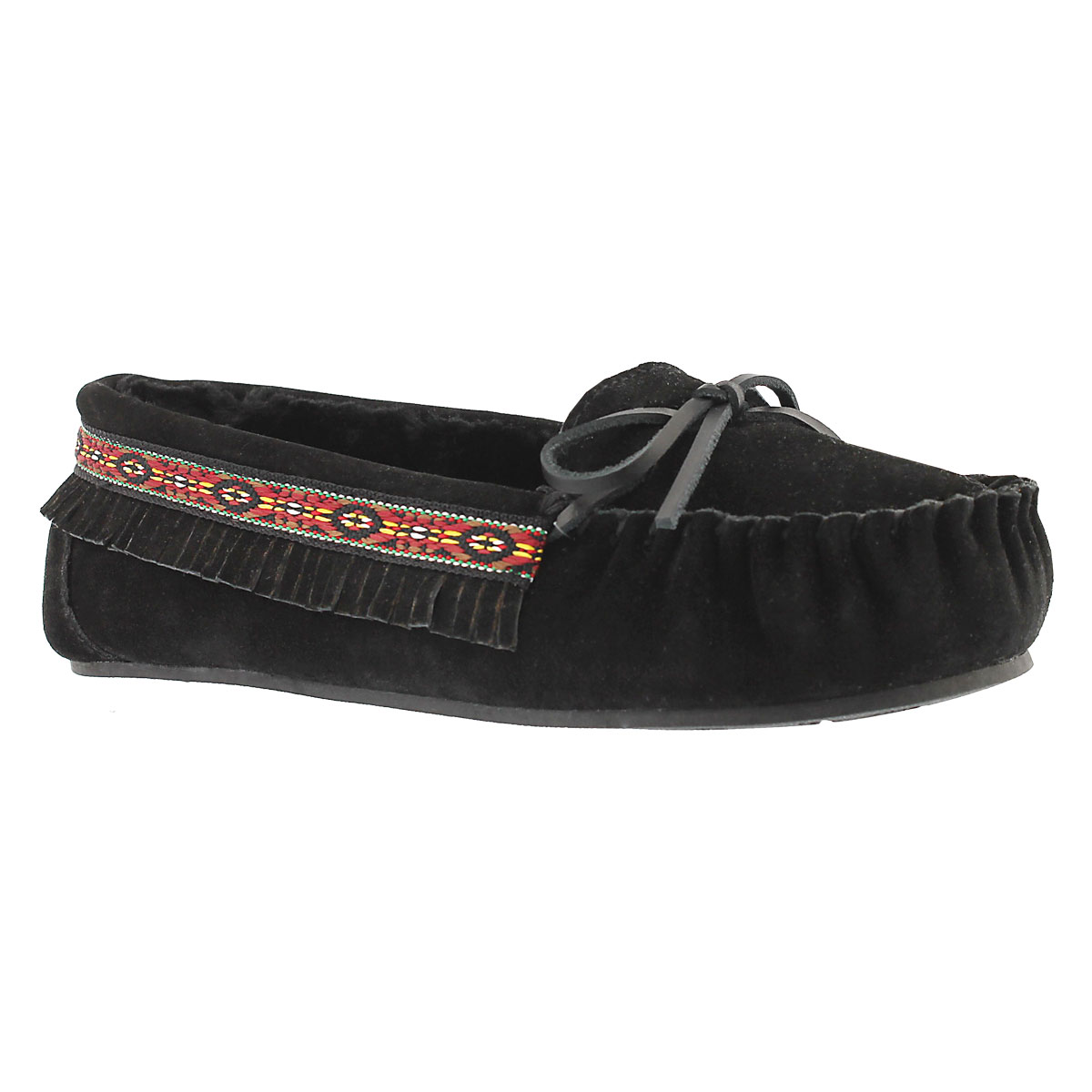 Lds Dixie II blkblk suede ballerina moc