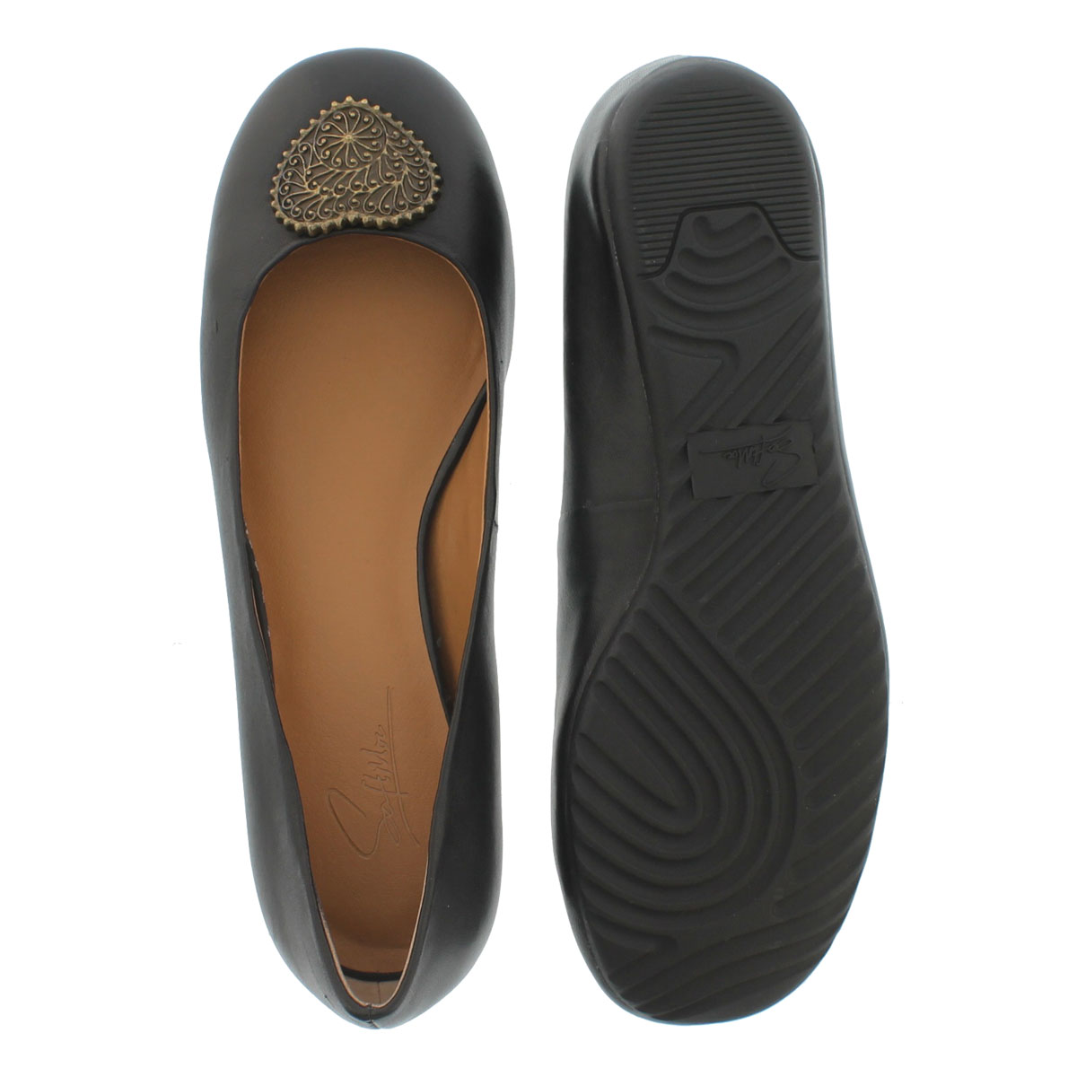 Lds Doris black jwl ballerina flat- wide