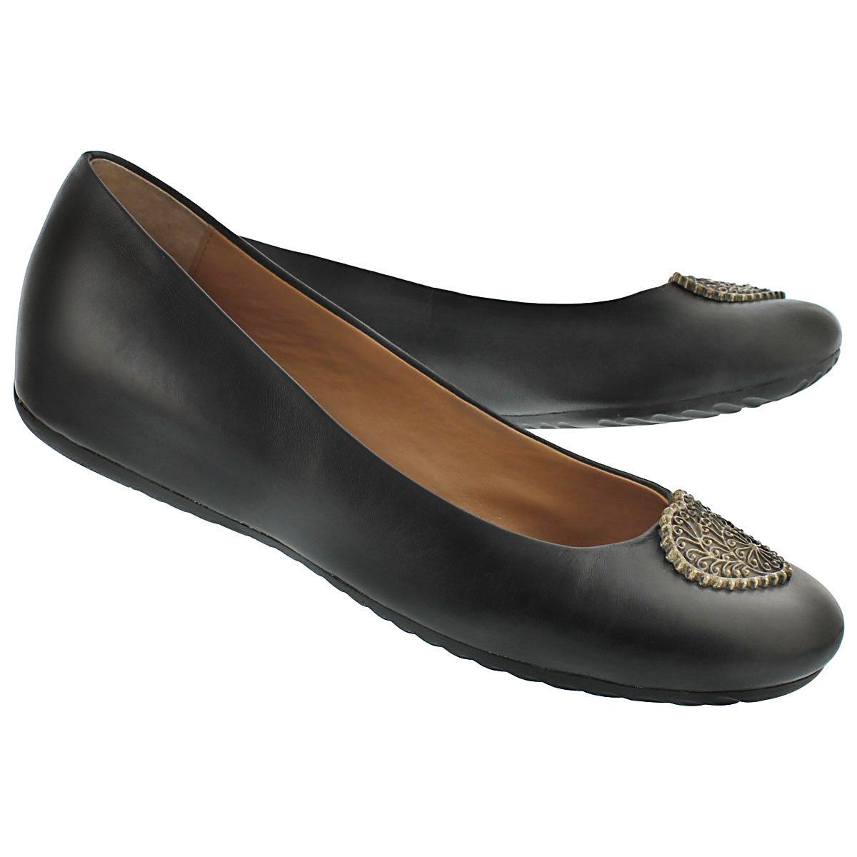 Lds Doris black jwl ballerina flat- wide