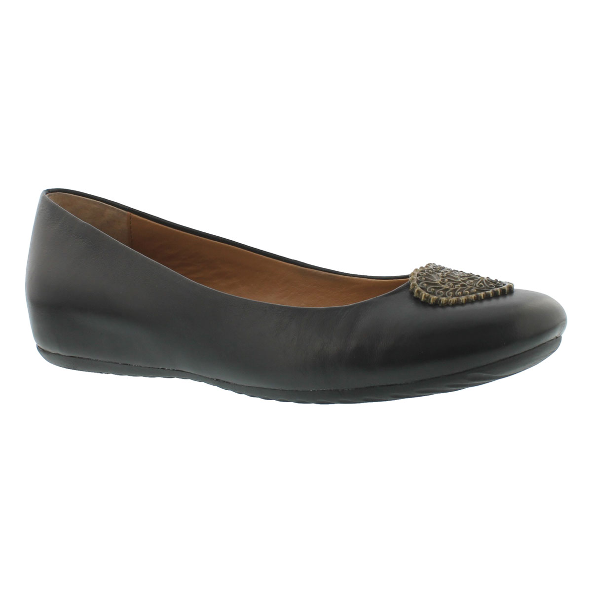 Lds Doris black jwl ballerina flat- wide