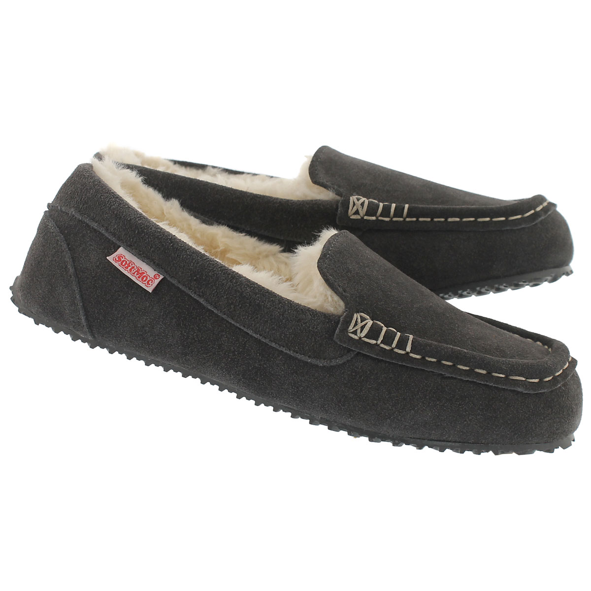 Lds Dottie char suede memory foam moc