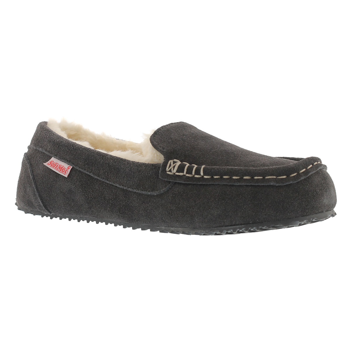 Women's DOTTIE charcoal suede memory foam moccains