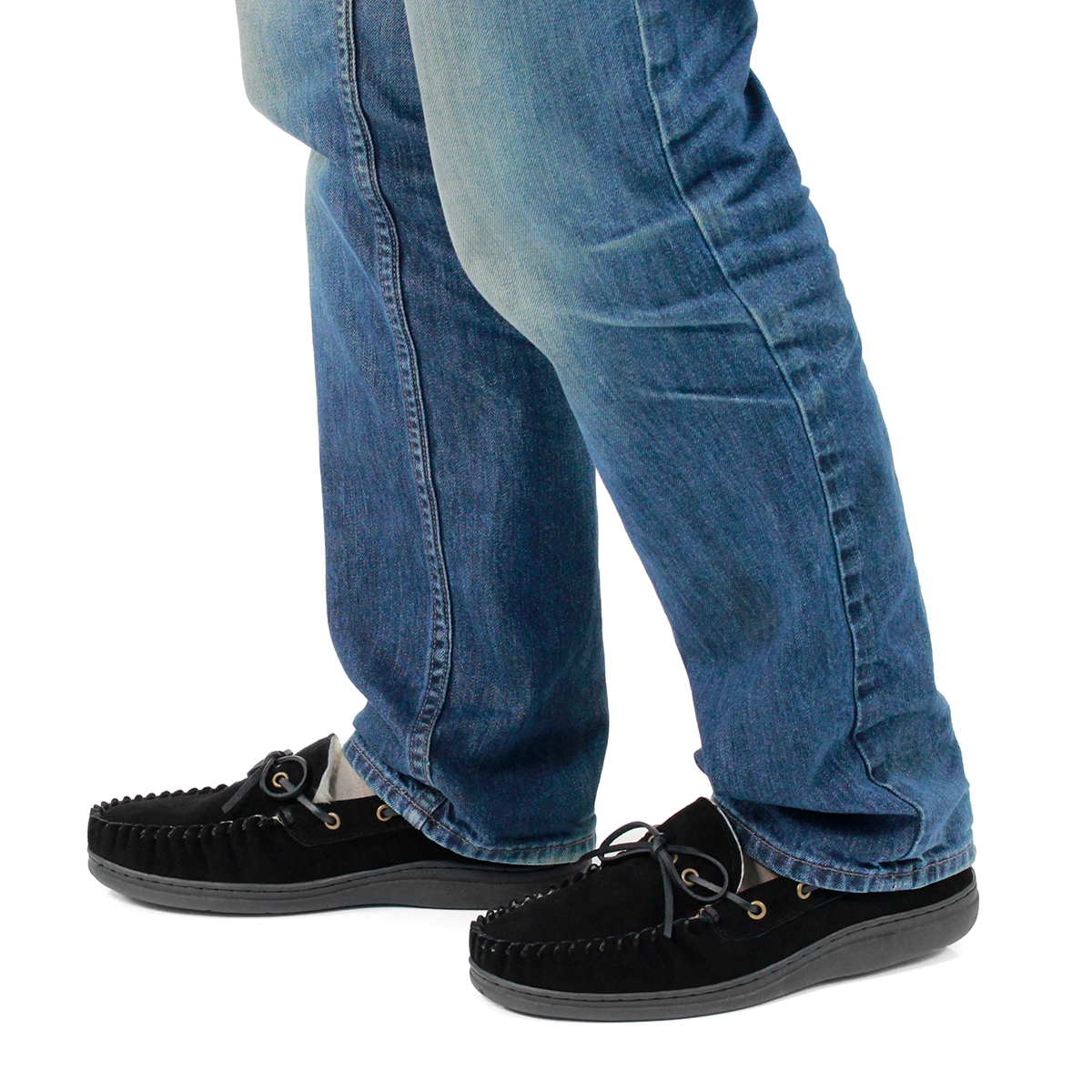 Mns Duke II black lined suede mocc