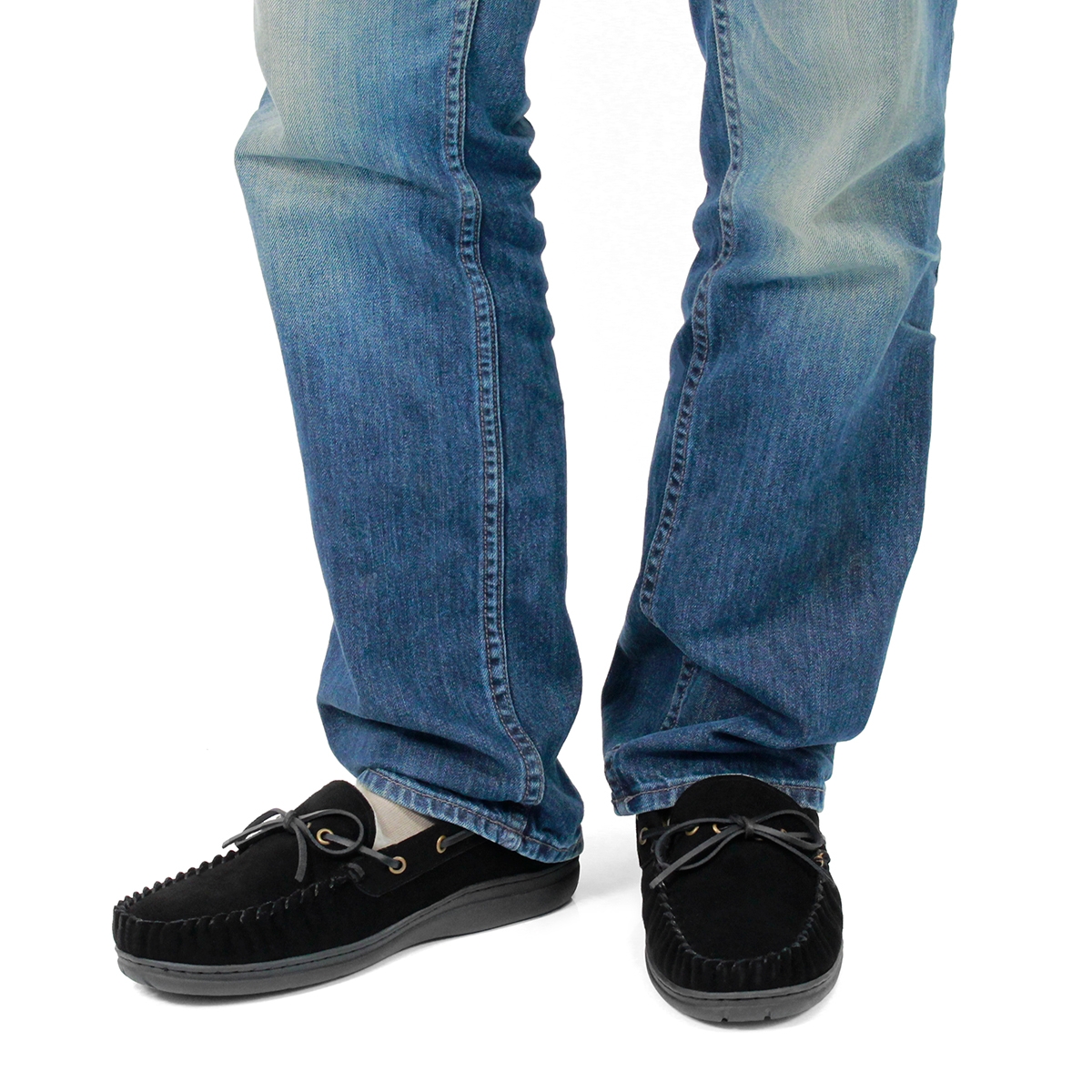 Mns Duke II black lined suede mocc