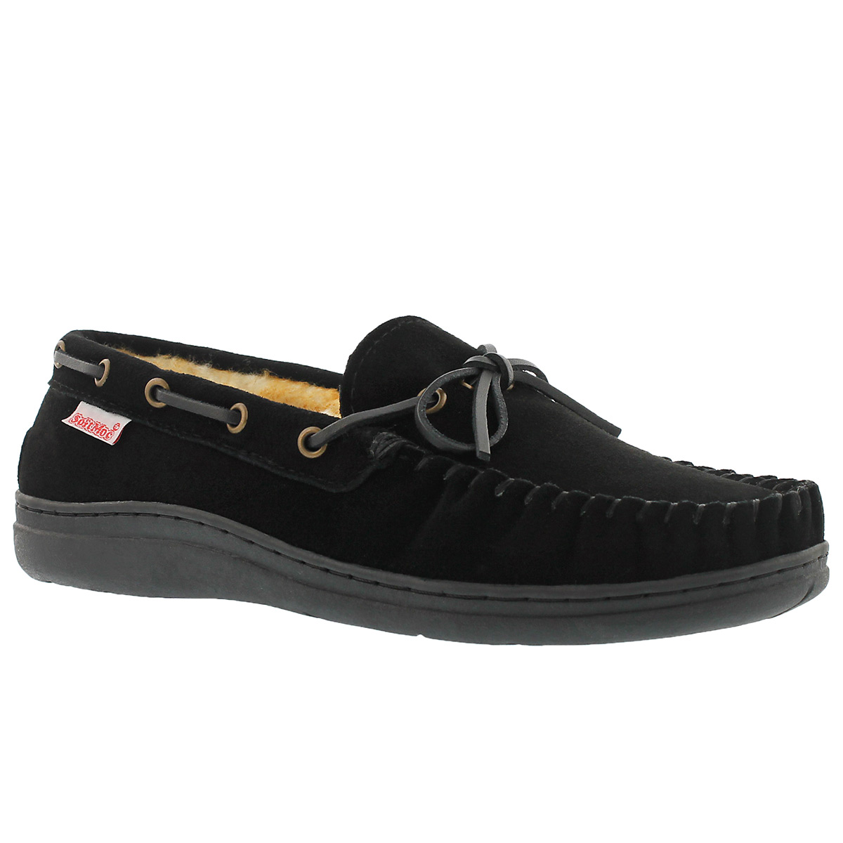 Men's DUKE II black lined suede moccasins
