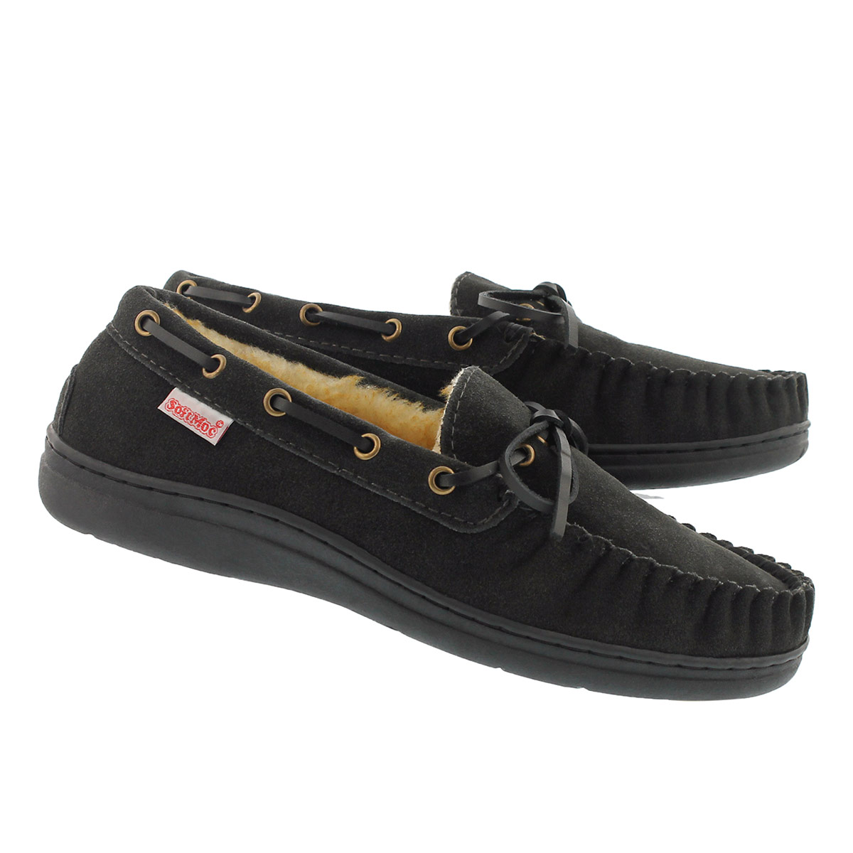 Mns Duke II charcoal lined suede mocc