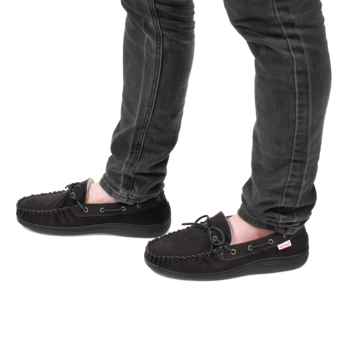 Mns Duke II charcoal lined suede mocc