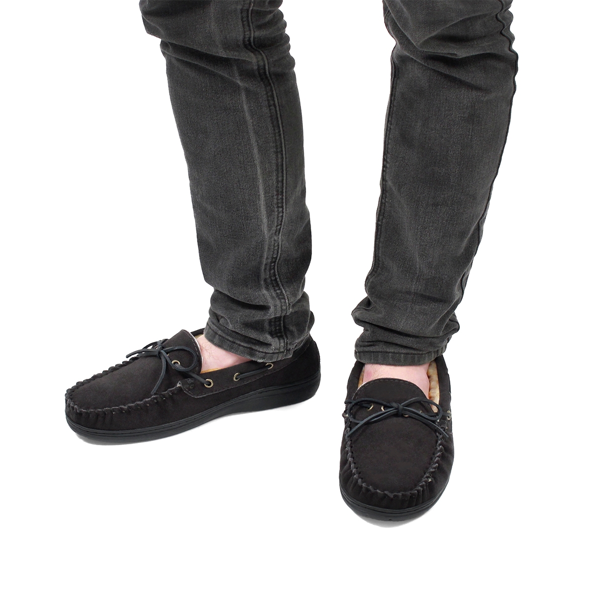 Mns Duke II charcoal lined suede mocc