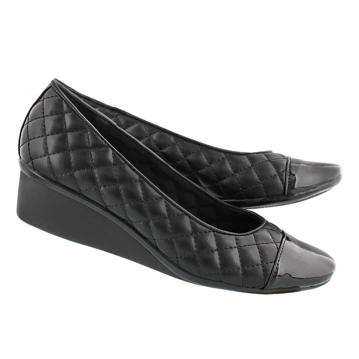 Lds Dusti 3 blk quilted casual slip on