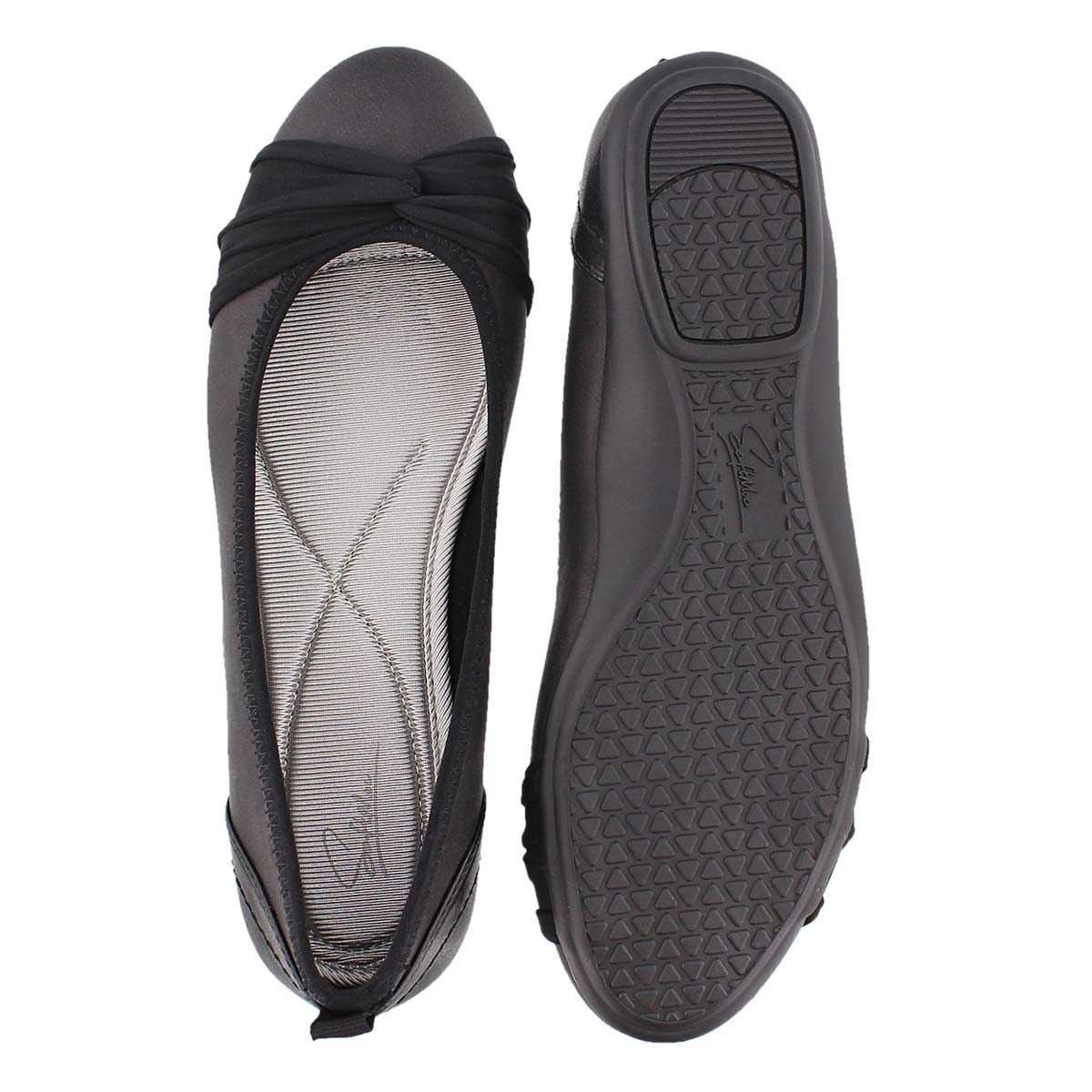 Lds Edita blk shimmer mem.foam flat