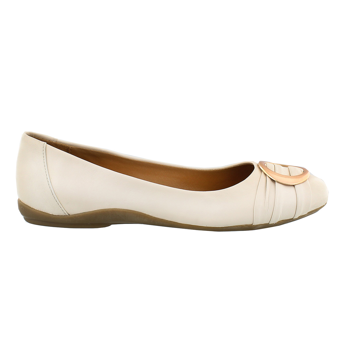Lds Emily 2 cream buckle ballerina flat