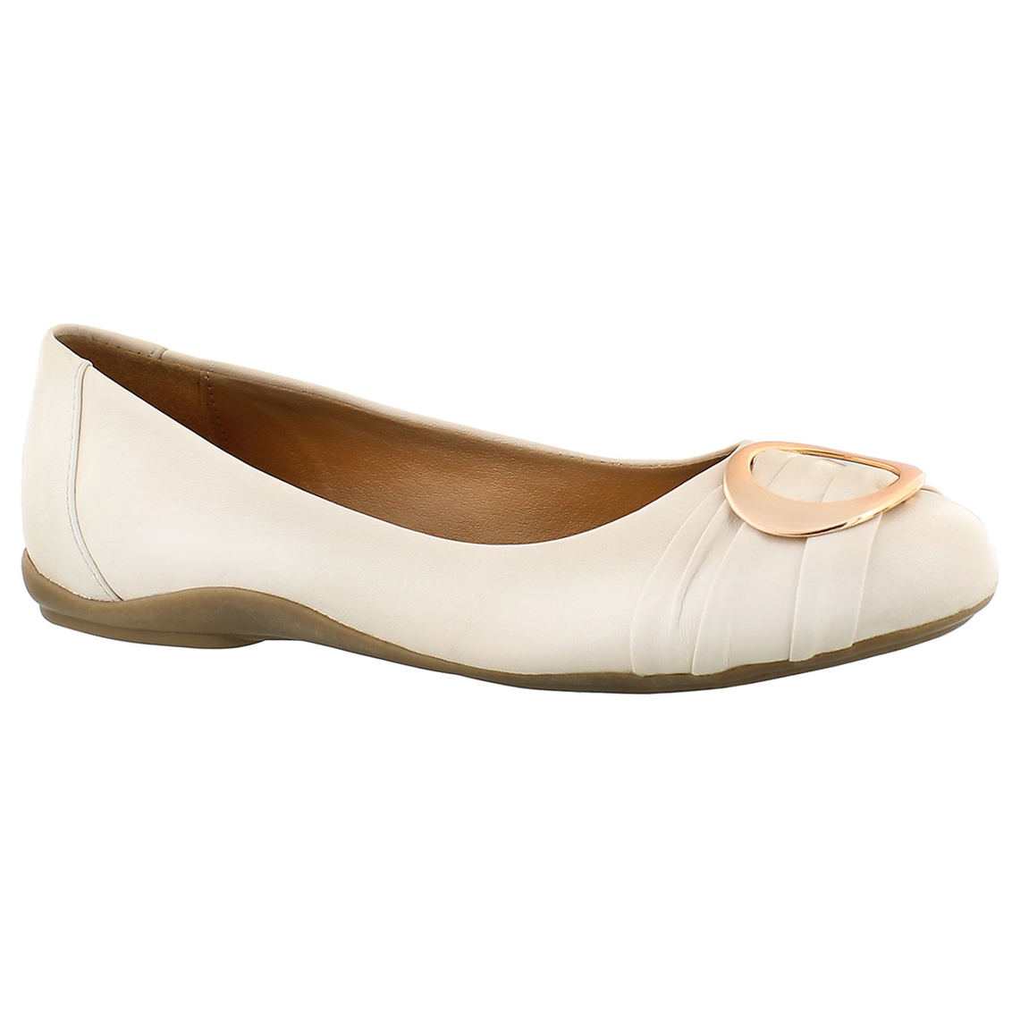 Lds Emily 2 cream buckle ballerina flat