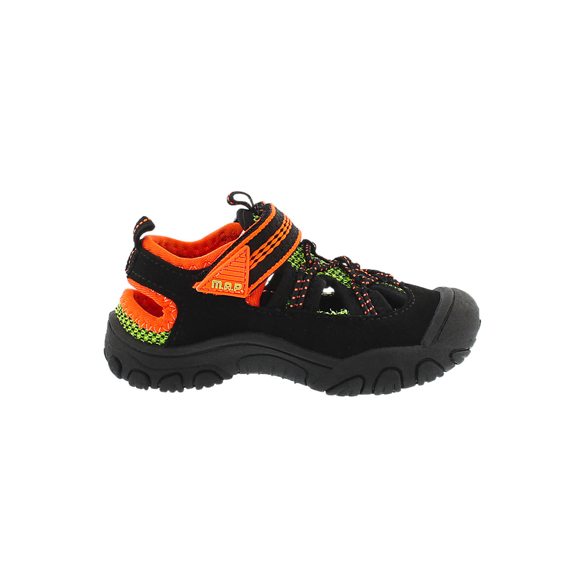 Inf Emmons blk/org fisherman sandal