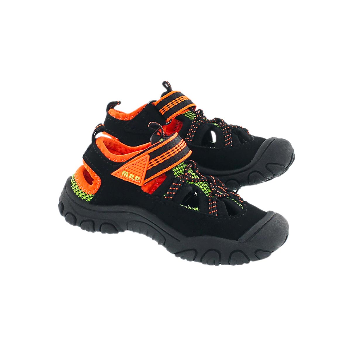 Inf Emmons blk/org fisherman sandal
