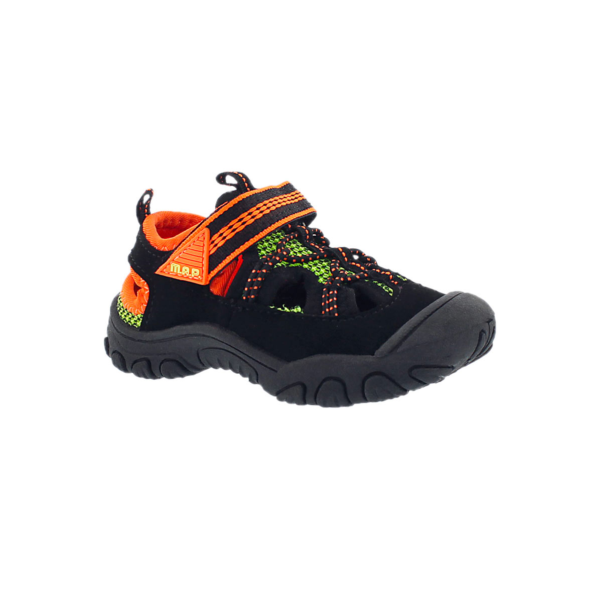 Inf Emmons blk/org fisherman sandal