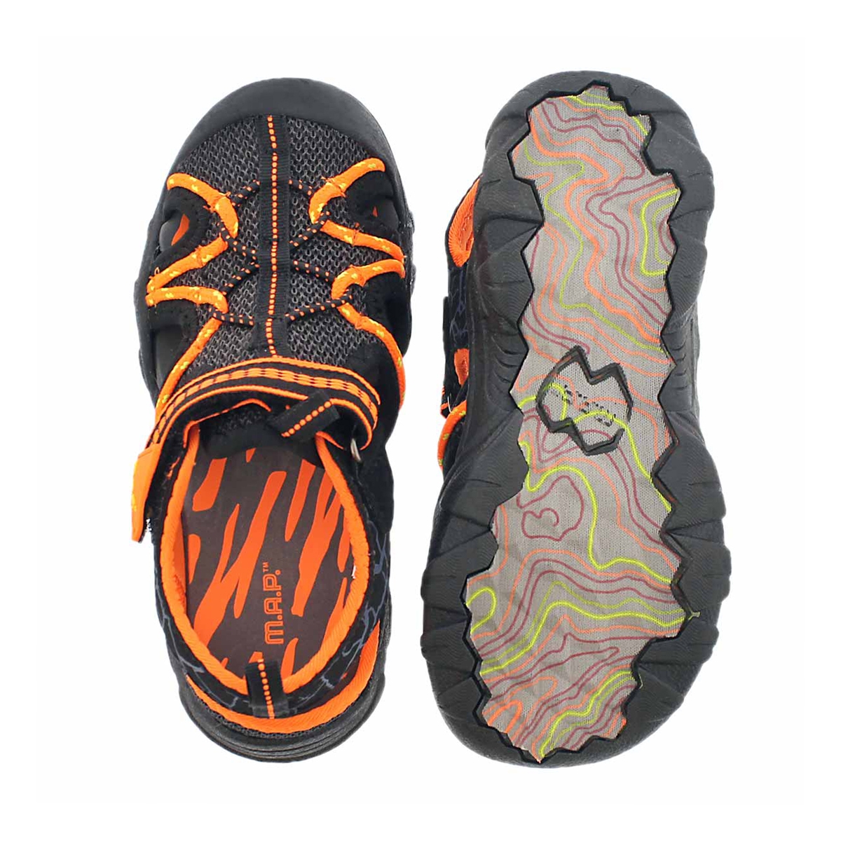 Bys Emmons blk/org fisherman sandal