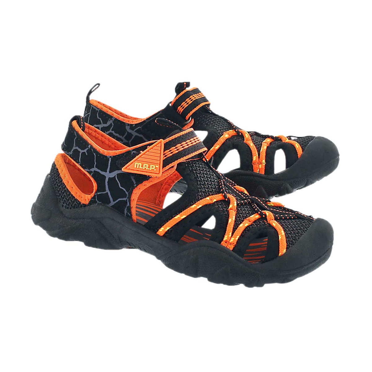 Bys Emmons blk/org fisherman sandal