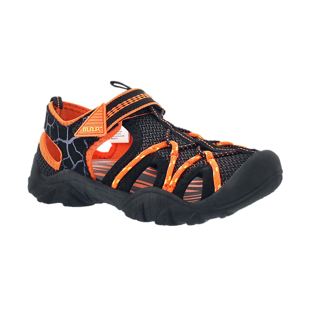 Bys Emmons blk/org fisherman sandal