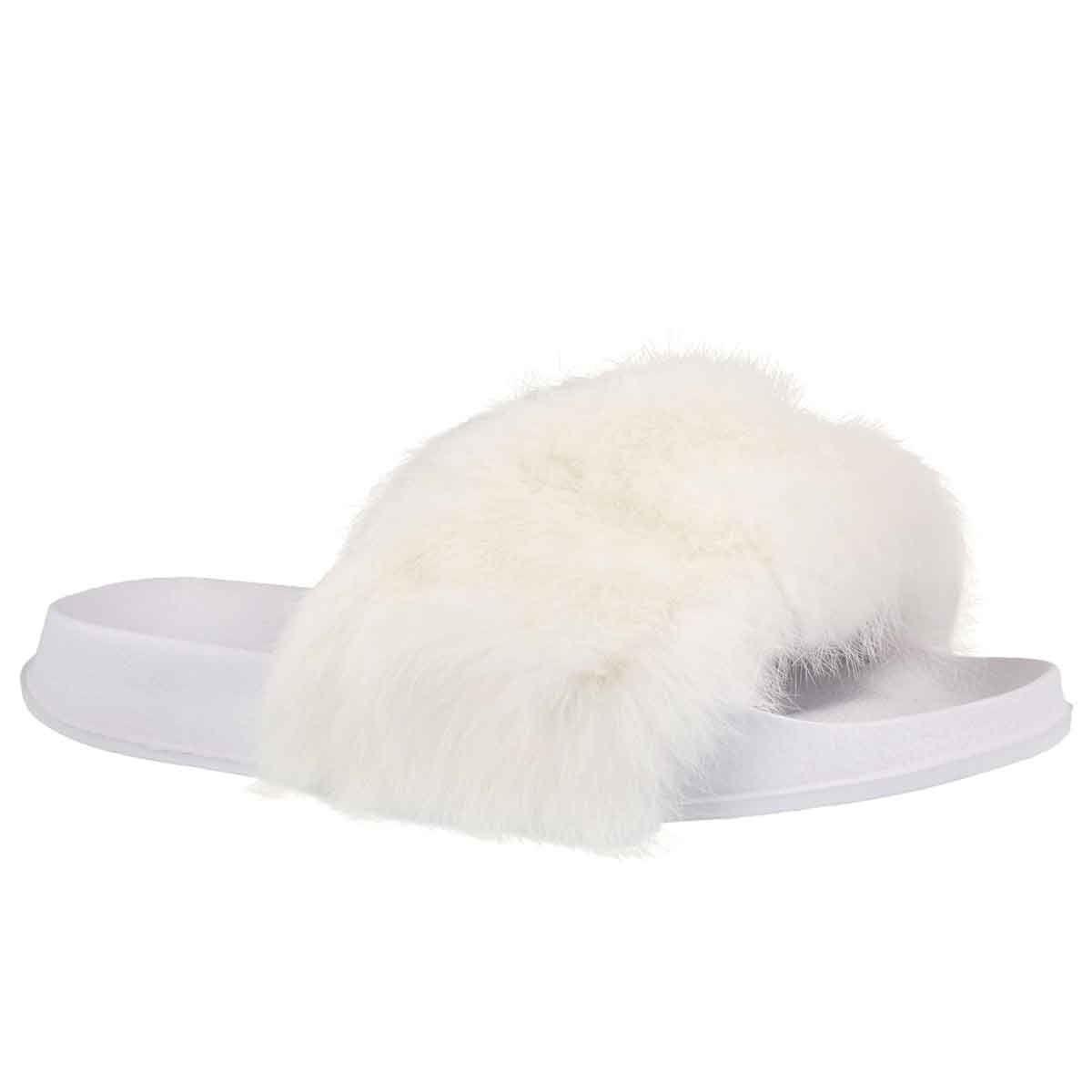 Lds Erica white fur slide slipper
