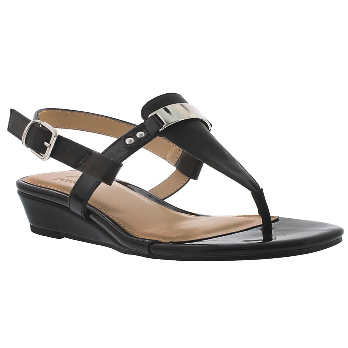 Lds Estelle black wedge thong sandal