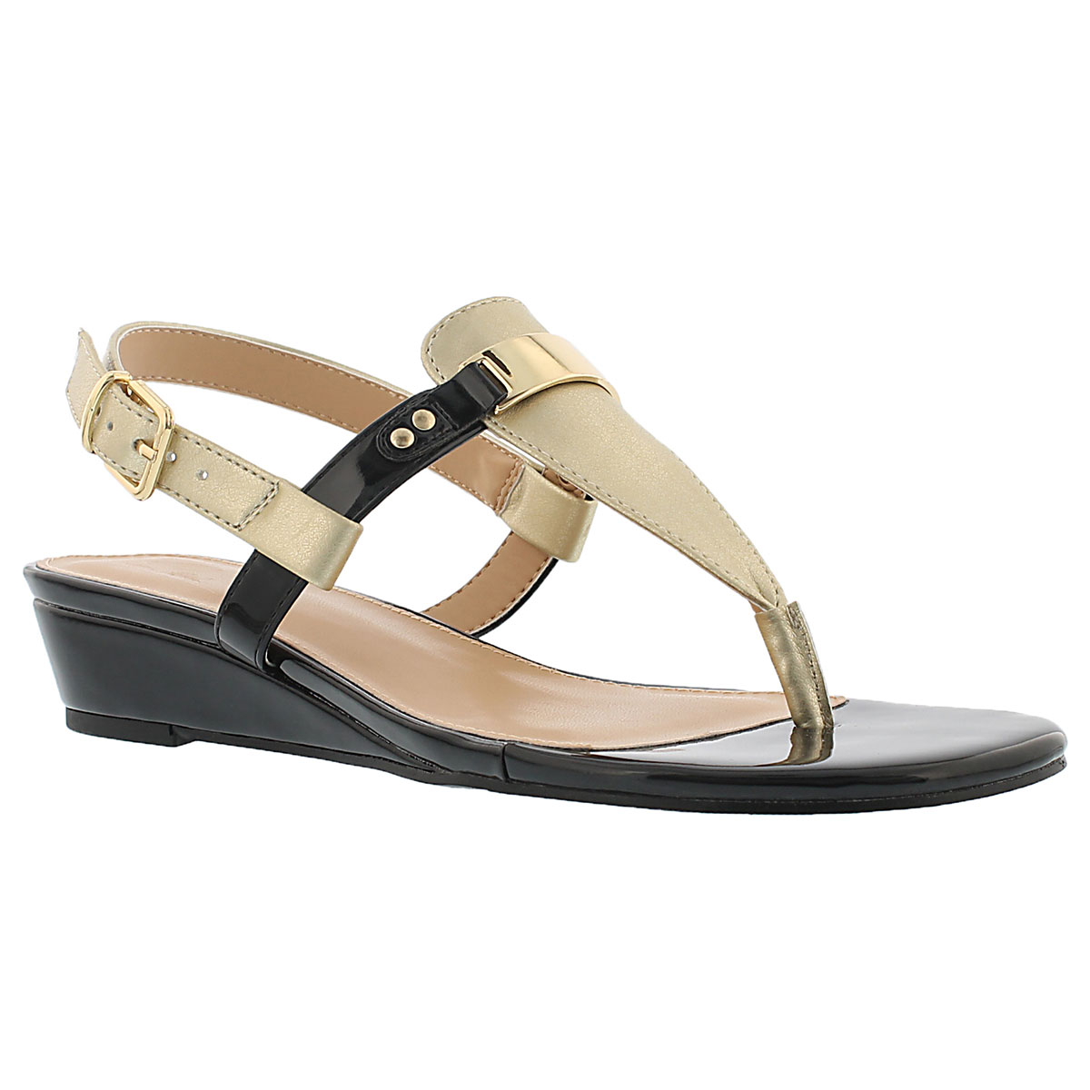 Lds Estelle champagne wedge thong sandal