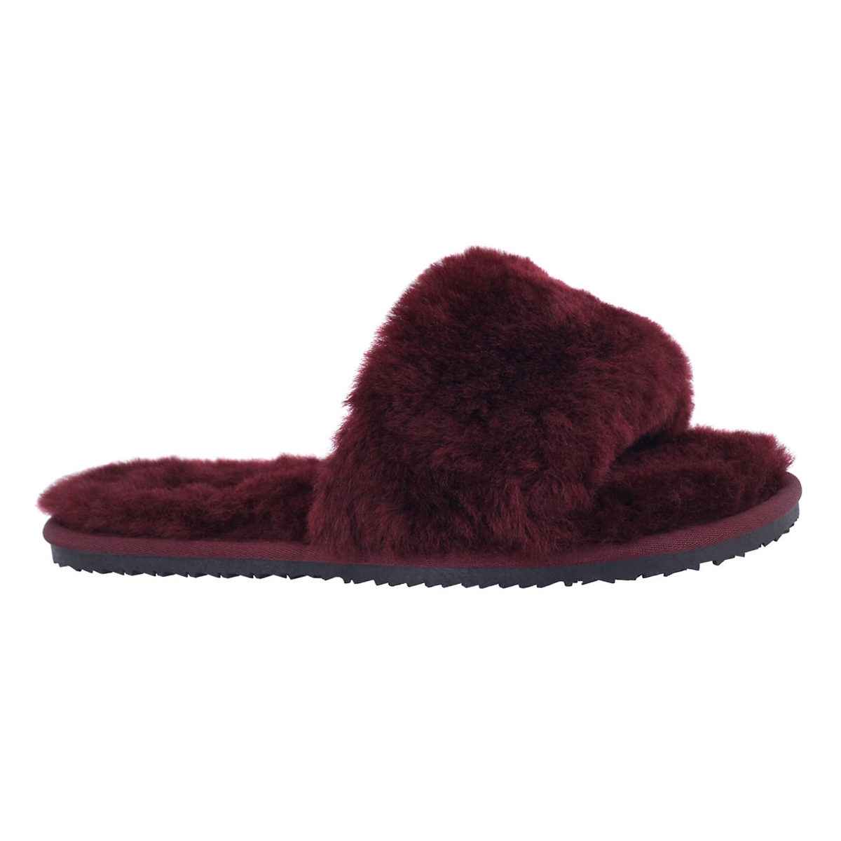 Women's EUGENIE burgundy shearling slide slippers